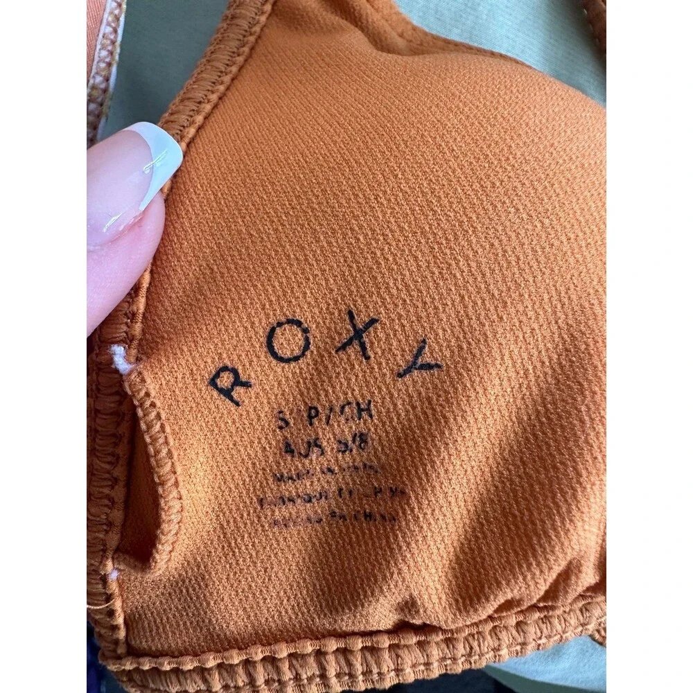 Roxy Mind of Freedom Rust Triangle Adjustable Criss Cross Bikini Top Only S